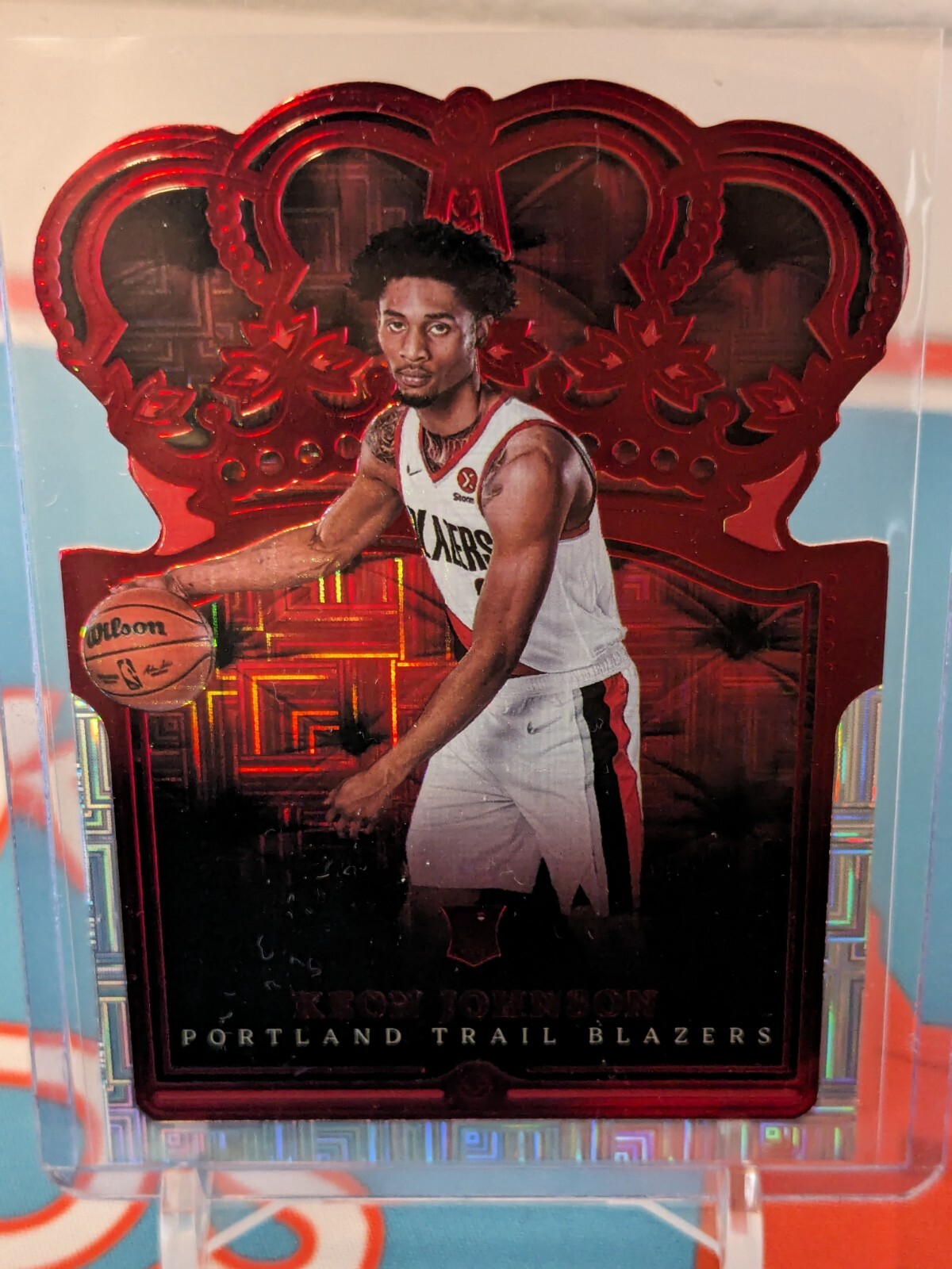 2021-22 Panini Crown Royale Keon Johnson Rookie Asia Red #63 Nets Trail Blazers