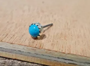 ÚNICO Pendiente de Tachuela Turquesa Redondo de Plata Esterlina PEQUEÑO 4 mm - Imagen 1 de 2