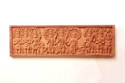 Panel de pared de madera estatua de Sri Ram Sita Lakshman Hanuman talla decoración del templo del hogar Foto 1 de 4
