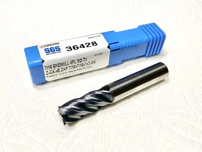 7/16” KYOCERA SGS Carbide End Mill 36428 4-Flute Square Z-Carb - Image 1 of 2
