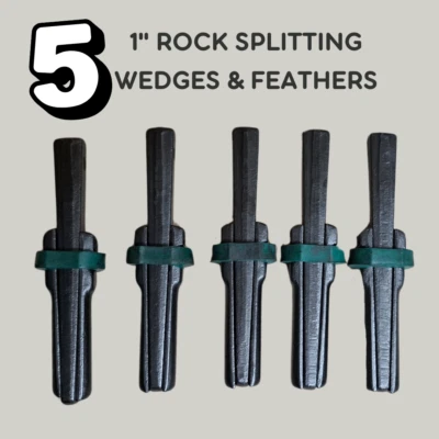 5-Pack 24mm 1" Stone Splitting - Wedges & Feather- Plugs & Shims - Concrete/Rock - Image 1 of 4