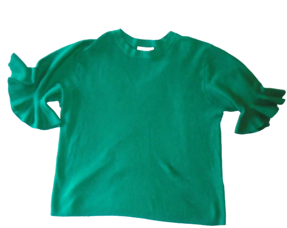 Oasis Flare Cuff Knit Jumper deep green 100% cotton knit sweater Size XL New - Image 1 of 3