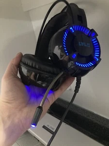 LVL Up Gaming Light Up Talk  headset Headphones LU732 1500720 Black Blue Tested - Picture 1 of 9