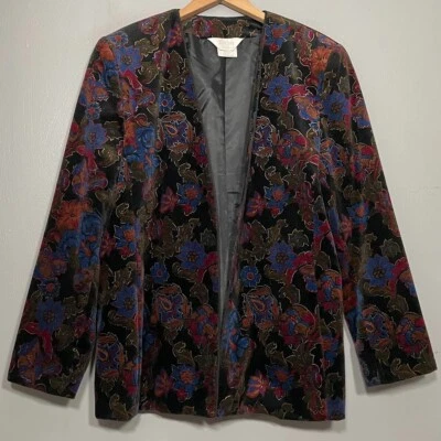 Blazer de terciopelo negro oscuro TanJay para mujer talla 14 chaqueta para fumar noche caprichosa Foto 1 de 4