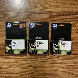 GENUINE 3-PACK HP 920XL C/M/Y High Yield Ink Cartridges SEALED Box Exp. 2012 - Picture 1 of 2