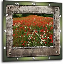 3dRose Field of Red Flowers - Wall Clock, 13 by 13"