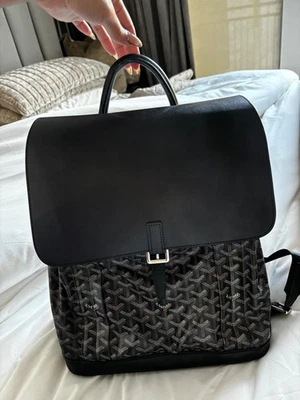 Goyard Black Goyardine Canvas and Clamecy Cowhide Alpin MM Backpack Silver Hardw - Image 1 of 4