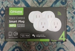 Ghome Smart Voice Control Smart Plug WP3 White 4 Pack New, Alexa and Google Home - Picture 1 of 1
