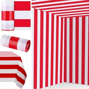 78.7 in x 100 ft Striped Tablecloth Roll Plastic Carnival Circus Tent Party T... - Picture 1 of 7