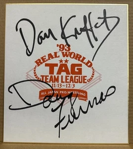 Autógrafo Dan Kroffat Doug Furnas Shikishi AJPW 1993 Real World Tag Team League - Imagen 1 de 1