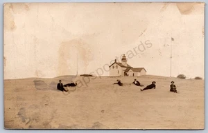 K41/ North Cove Washington RPPC Postcard c1910 Old Lighhouse Poeple 209 - Picture 1 of 2