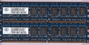2GB 2x1GB PC2-6400E DDR2-800 NANYA NT1G72U8PB0BY-25D BLUE ECC RAM MEMORY KIT - Picture 1 of 2