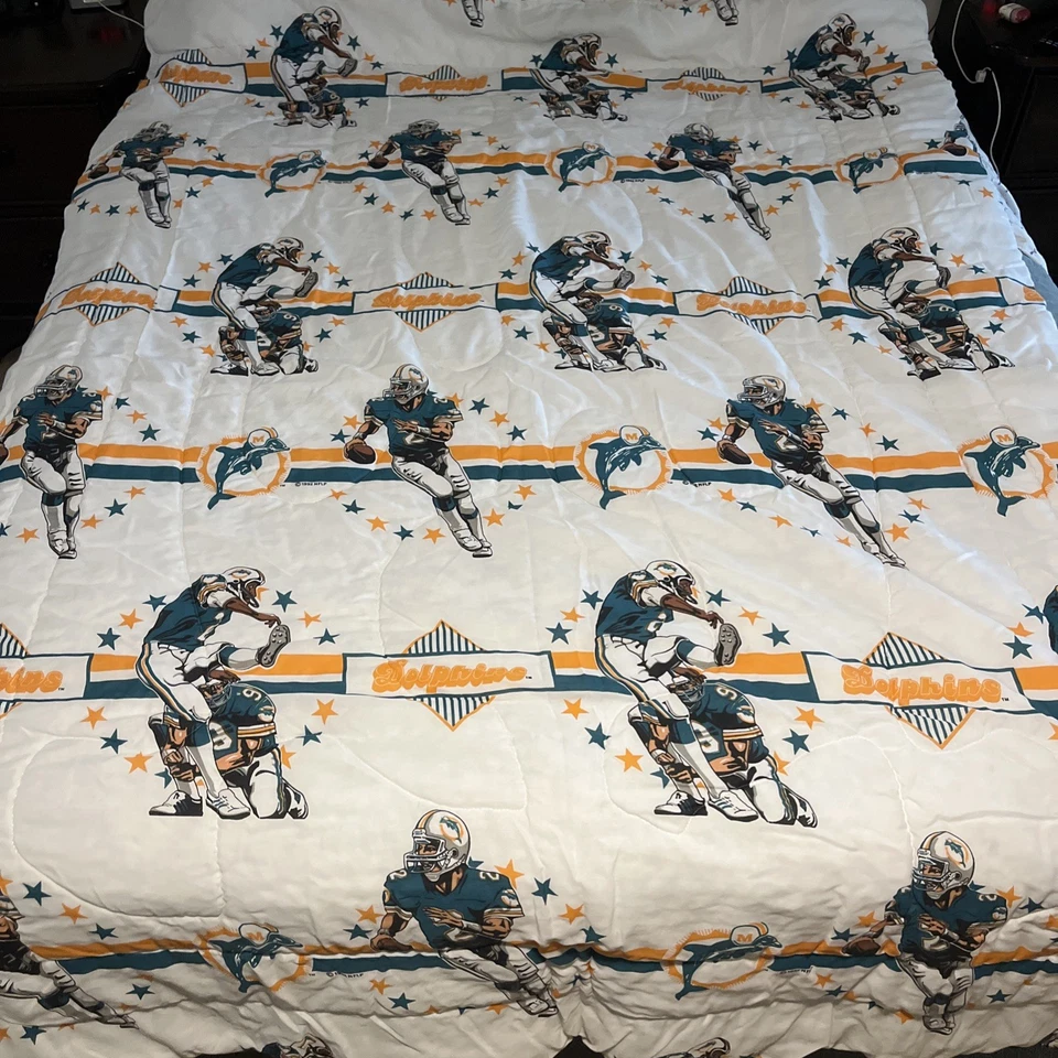 Cubierta de manta de los delfines de Miami de los años 90 de colección doble insignia NFL fútbol Foto 1 de 3