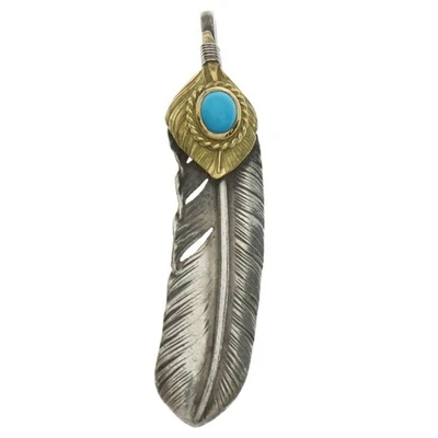 Goro's Go Rose Old Gold Rope Turquoise Oversized Feather Right Facing Used 542ee - Image 1 of 4