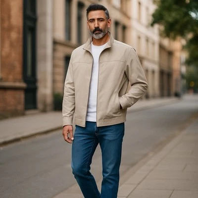 Dockers Jacket Mens Large Khaki Water Resistant Soft Shell Zipper Classic - Image 1 of 4