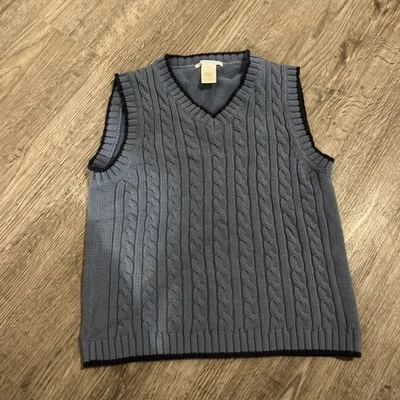 Janie & Jack Sweater Vest Boys Size 6 Blue Cable Knit Sleeveless V Neck - Image 1 of 3