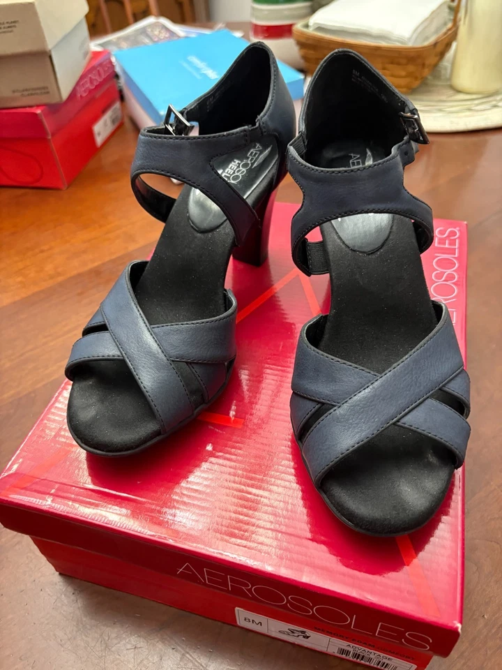 AEROSOLES Heels for women, Black crossover/Ankle Size 8M New in box - Image 1 of 4