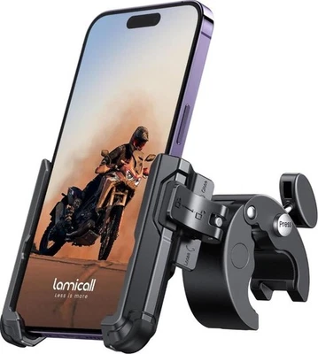 Soporte de montaje para teléfono de motocicleta bicicleta compatible con cámara para teléfono celular de 4,7"-7", negro Foto 1 de 4