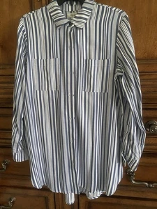Style and Co camicia/abito donna tunica S, colletto, blu bianco righe bottone - Foto 1 di 7