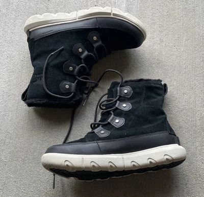 SOREL Women's Size 8 Black Suede Leather Explorer II Joan Snow Boots - Image 1 of 4