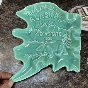Royal Haeger türkis/aquablau Aschenbecher 1958 Alaska 49th State R1917 - Bild 1 von 4