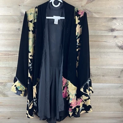 Мягкое окружение женщин кардиган открытый бархат цветочный шифоновое Whimsygoth XS - Изображение 1 из 4