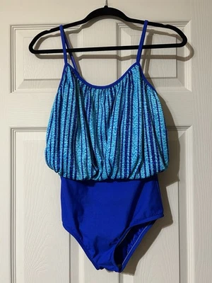 Купальник цельный винтажный женский Sirena размер 12 яркий синий пляжная круизная одежда - Изображение 1 из 4