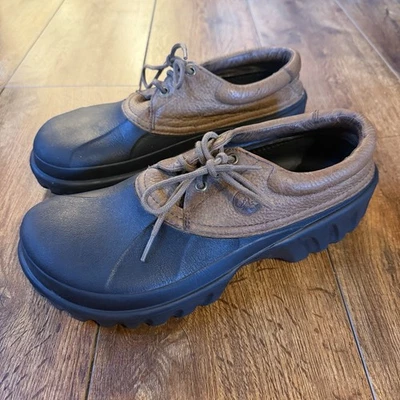 Crocs Axle All Terrain Islander Leather Brown Black Duck Boat Shoes US Men's 12 - Image 1 of 4