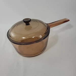 Corning Ware Vision Amber Cookware 1.5 L Liter Saucepan Pot with Pyrex Lid - Foto 1 di 13
