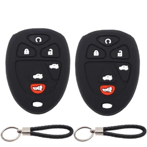 2Pcs 6 Buttons Silicone Key Fob Cover & Keychain for Chevrolet GMC Cadillac - Picture 1 of 6