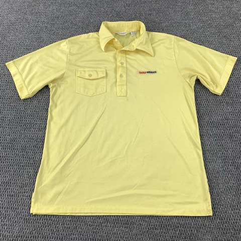 Vintage La Mode Du Golf Large Short Sleeve Golf Polo Yellow The Golf Works logo Cover