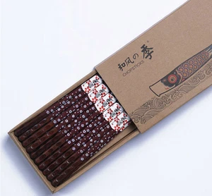 10 pairs chopsticks,RED Siamea Cherry wood,Chinese Wooden Japanese Kuaizi gift - Picture 1 of 2