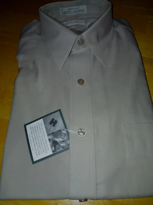 HATHAWAY MICROFIBER MEN'S LS BEIGE DRESS SHIRT-15.5x34-NIP-NICE - Image 1 of 4