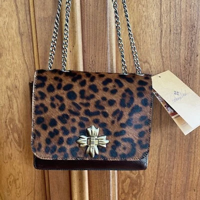 Patricia Nash Crossbody Bag Leopard Pony Hair Harlow Flap Purse Haircalf Leather - Image 1 of 4