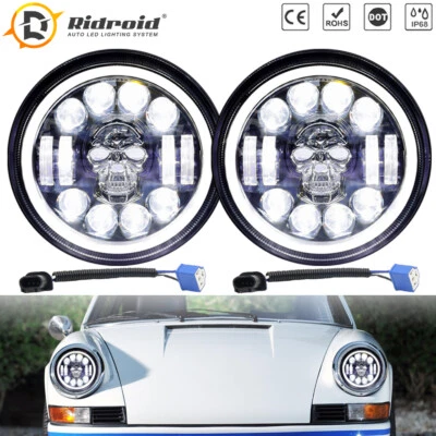 Par de faros LED redondos de 7 pulgadas halo RGB para Porsche 911 912 914 924 928 944 Foto 1 de 4