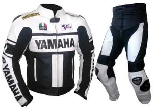 YAMAHA Motorbike real Cowhide Leather Moto GP Motorcycle Racing two piece suit - Picture 1 of 4