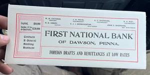 Secador de tinta antiguo First National Bank of Dawson, Pennsylvania, original, antiguo - Imagen 1 de 2
