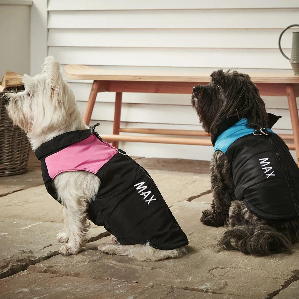 BUNTY Personalised Named Custom Dog Puppy Pet Warm Padded Jacket Coat Winter Puffer