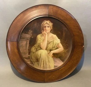 Antique Victorian Limoges Porcelain Art Nouveau 17.5" Portrait Plaque Plate - Picture 1 of 12
