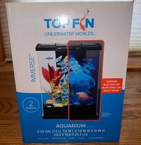 New Top Fin Immerse 2-Gallon Aquarium Fish Tank, Blue LED, Great for Betta - Picture 1 of 4