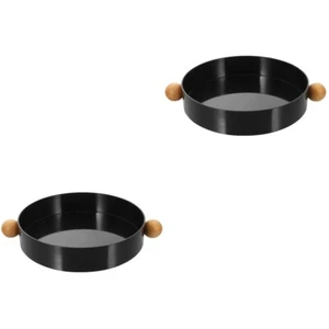 2 PCS Snacks Solid Wood Handle Tray Storage Small Items Holder - Picture 1 of 12
