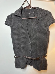 Hugo Boss Strickjacke Pullover Schurwolle Grau mit Gürtel Damen Small. Flügelärmel. Bel - Bild 1 von 10