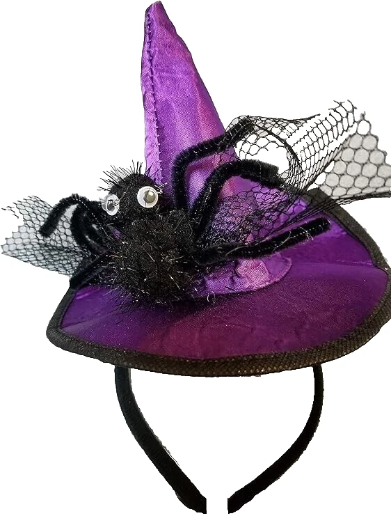 Sombrero de bruja púrpura diadema araña disfraz de Halloween accesorio para el cabello Foto 1 de 1
