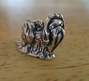 Sterling Silver 3D 14x17mm Shih Tzu or Lhasa Apso Dog Charm - Picture 1 of 1