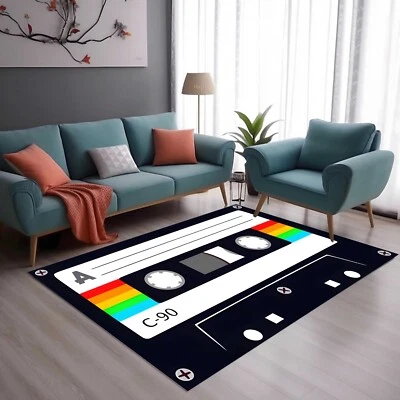 Alfombra de área personalizada, cinta de casete a medida, alfombra de mezcla de música personalizable de los años 90 Foto 1 de 4