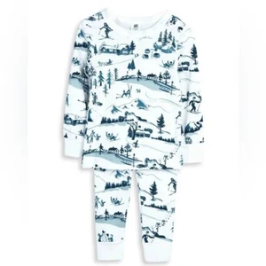 NWT GRAY ELEPHANT Madrid Kids Ski Toile Long John Pajama Set Organic Cotton 4T - Picture 1 of 8