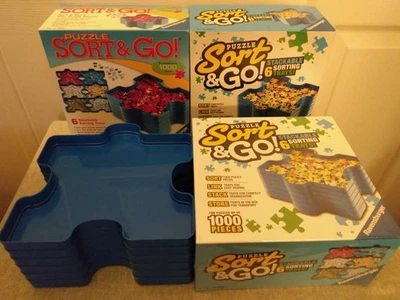 24 bandejas de classificação azuis empilháveis Ravensburger quebra-cabeça Sort & Go 4 conjuntos novas e usadas - Imagem 1 de 4