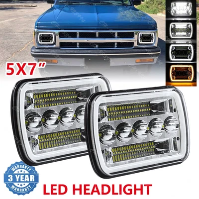 Pair For 82-93 Chevy S10 Blazer GMC S15 7X6'' Projector LED Headlight Hi/Lo Beam - Image 1 of 4