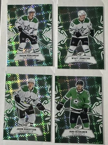 2024 UD Ice Dallas Stars Emerald Green MARCHMENT ROBERTSON HEISKANEN JOHNSTON - Picture 1 of 2