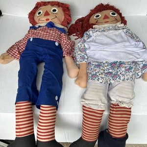 Vintage Knickerbocker Raggedy Ann And Andy 1960s 29 Inch Tall Pair - Picture 1 of 18